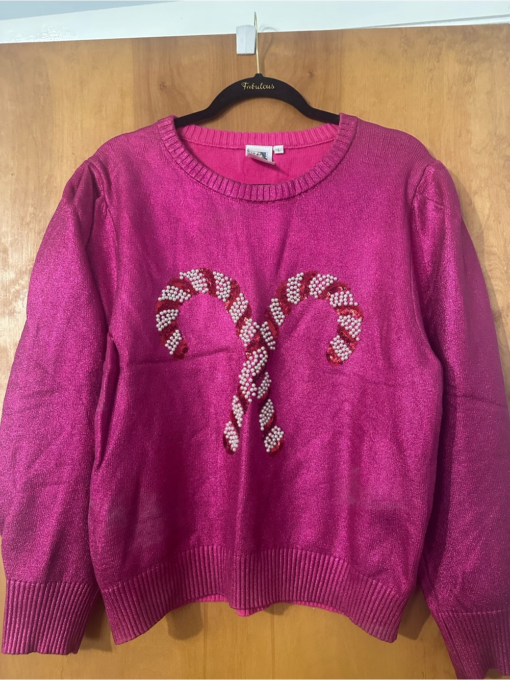 Queen of Sparkles Candy Cane Sweater - Large
